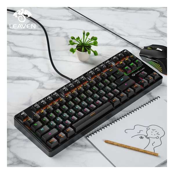 Valkyrie Leaven K870 RGB Siyah Blue Switch Kablolu Mekanik Oyuncu Klavyesi - Görsel 6