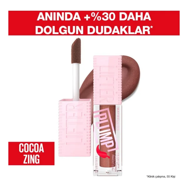 Maybelline Lifter Plump Dolgunlaştırıcı Dudak Parlatıcısı 07 Cocoa Zing - Görsel 3