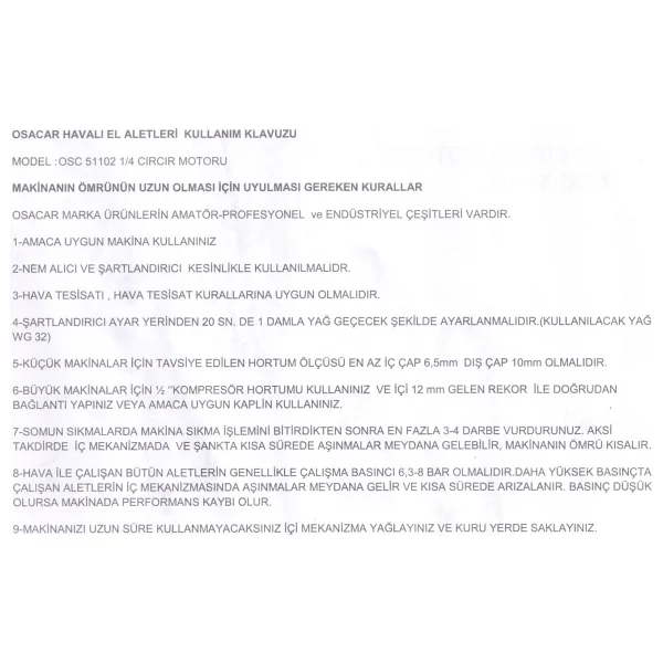 Osaka Osacar 1/4 Havalı Cırcır Kol - Görsel 5