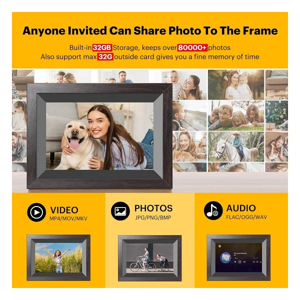 Kodak Dijital Resim Çerçevesi, 10.1 Inc Wifi Dijital Fotoğraf Çerçevesi 1280X800 - Görsel 3