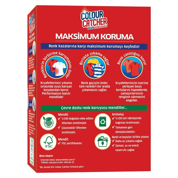 K2R Renk Koruyucu Mendil 20 Adet Geri Dönüşümlü Kağıttan Üretilmiş Maksimum Koruma - Görsel 3