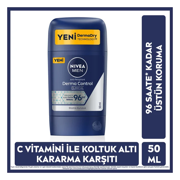 Nivea Men Derma Control Clinical 50 ml Erkek Stick Deodorant - Görsel 5