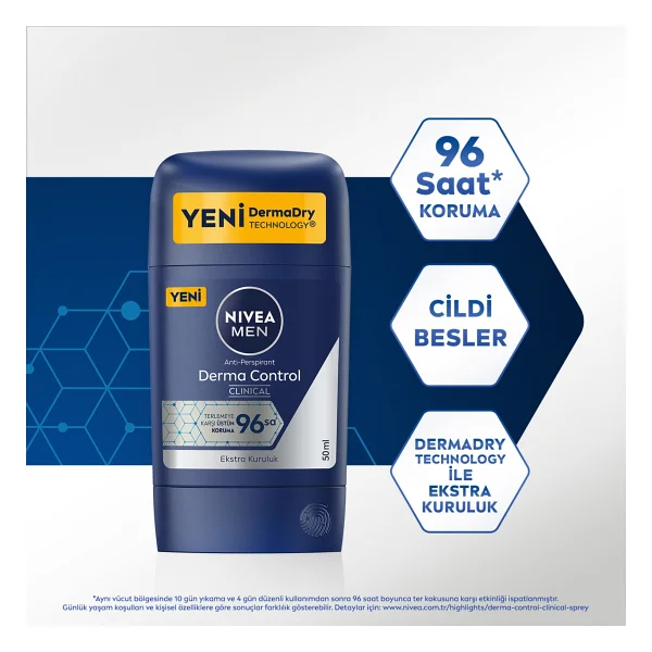 Nivea Men Derma Control Clinical 50 ml Erkek Stick Deodorant - Görsel 2