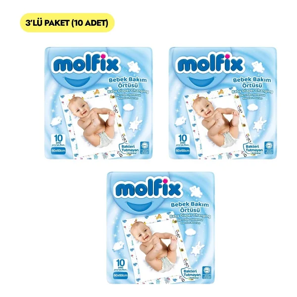 Molfix 10'lu 3 Paket Bebek Bakım Örtüsü - Görsel 2
