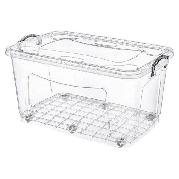 Hipaş Plastik - 50 Lt. Şeffaf Kapaklı Tekerlekli Saklama Kutusu - HP-485 - Görsel 2