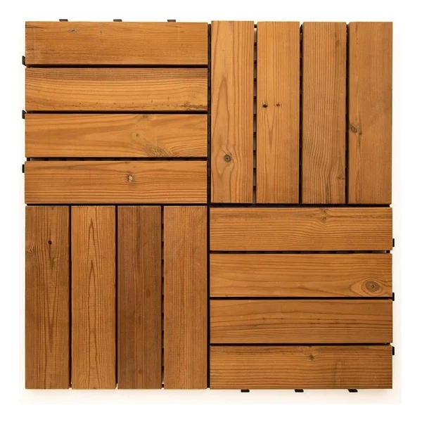 Sunsoe Fin Çamı Balkon Bahçe Ahşap Yer Döşemesi Karo Deck 30X30 cm - 1 Adet (0,09M2) - 30 x 30 cm - Görsel 4