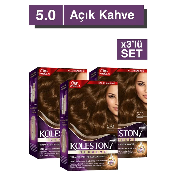 Wella Koleston Supreme Kit Saç Boyası 5/0 Açık Kahve X3 Adet - Görsel 7