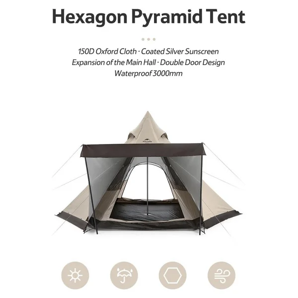 Naturehike Mogol Glamping 4 Kişilik Piramid Çadır - Görsel 5