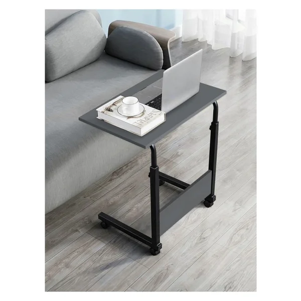 servetavcı Yükseklik Ayarlı Laptop Sehpası Ve Çalışma Masası - Antrasit (tekerli) Oval Kenar - 60x40 - Görsel 5