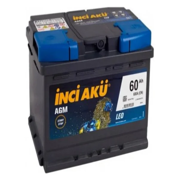 İnci AGM Leo 12 V 60 Ah 680 A EN Start-Stop Akü - Görsel 2