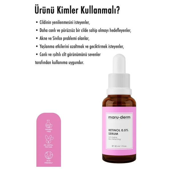 Maru.Derm Retinol 0.5% Cilt Yenileyici Bakım Serumu 30 ml - Görsel 9