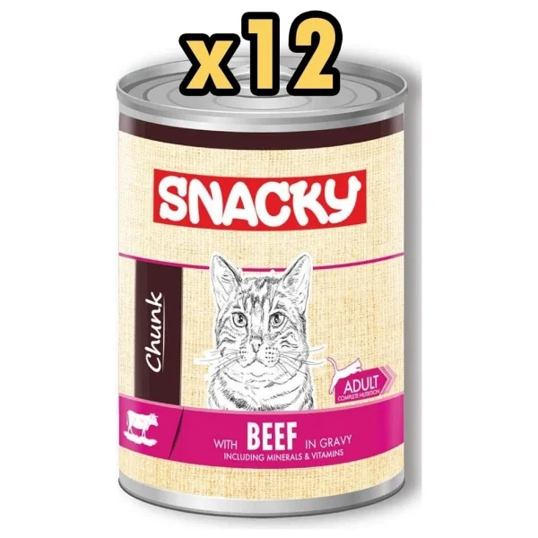 Snacky Chunk Sığır Etli 400 gr 12'li Yetişkin Konserve Kedi Maması - Görsel 2