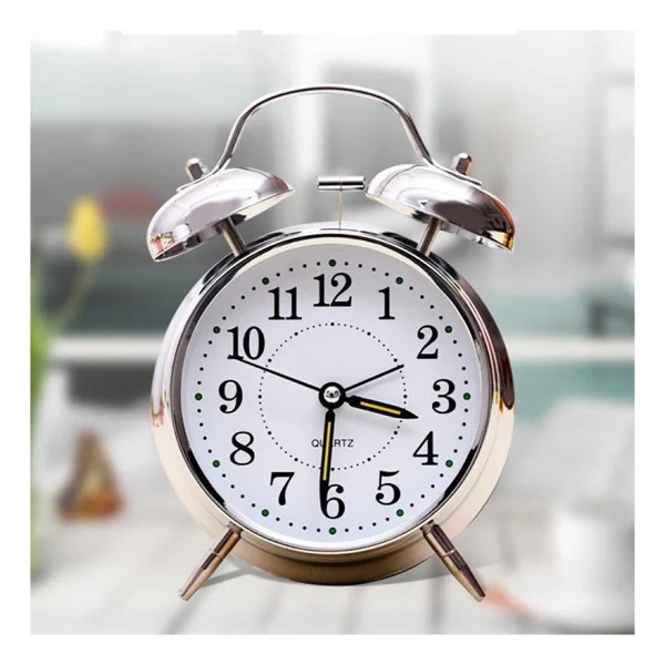 Valkyrie Akar Saniyeli Nostaljik Büyük Boy Masa Çalar Saat Yüksek Alarm Sesi 16,5cm Hediyelik Işıklı Parlak Akrep Yelkovan - Görsel 3