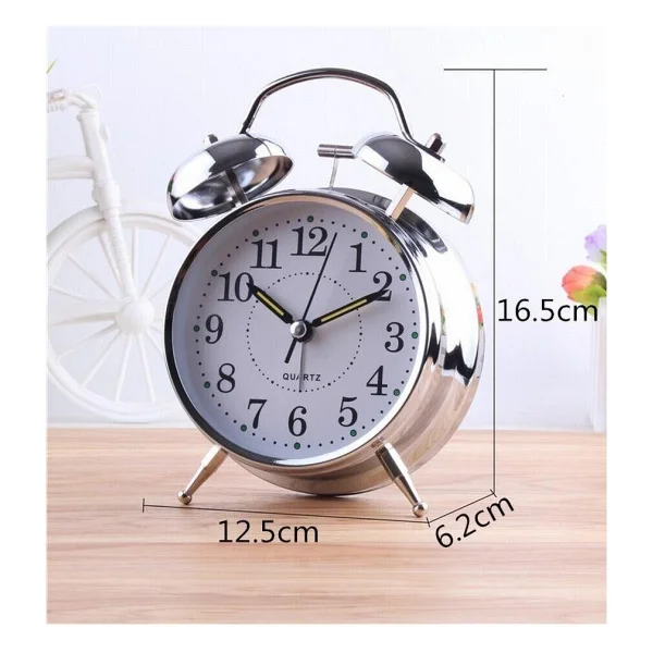 Valkyrie Akar Saniyeli Nostaljik Büyük Boy Masa Çalar Saat Yüksek Alarm Sesi 16,5cm Hediyelik Işıklı Parlak Akrep Yelkovan - Görsel 5