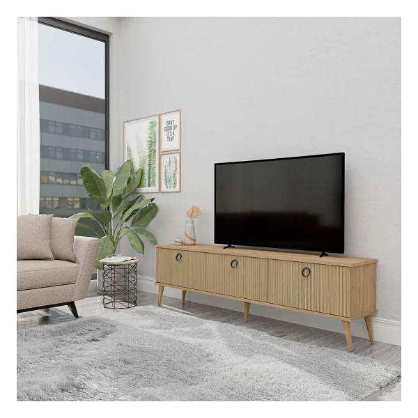 Mezza 1372 Lexus 180 cm (Ahşap Ayaklı) Tv Ünitesi Sepet - Yunus - Meşe - Görsel 7