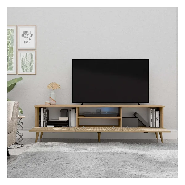 Mezza 1372 Lexus 180 cm (Ahşap Ayaklı) Tv Ünitesi Sepet - Yunus - Meşe - Görsel 4