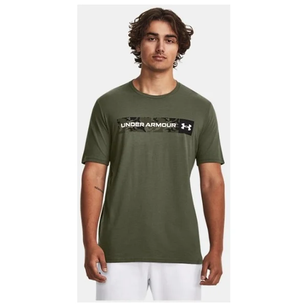 Under Armour Camo Chest Stripe 1376830-011 Gri Kısa Kollu Bisiklet Yaka Erkek Tişört - Görsel 6