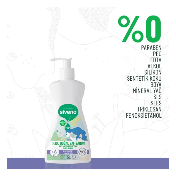 Siveno %100 Doğal Sıvı Kastil Sabun Lavanta Yağlı Cildi Rahatlatıcı Nemlendirici Bitkisel Vegan 300 ml X3 Adet - Görsel 2