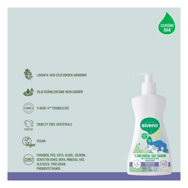 Siveno %100 Doğal Sıvı Kastil Sabun Lavanta Yağlı Cildi Rahatlatıcı Nemlendirici Bitkisel Vegan 300 ml X3 Adet - Görsel 5
