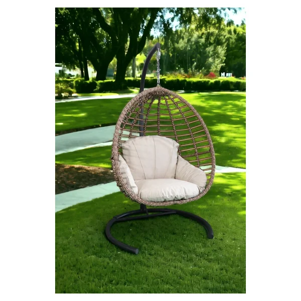 Monalin Home Garden Sofya Classic Rattan El Örgüsü Bahçe & Balkon & Teras Salıncağı - Kahverengi - Görsel 2