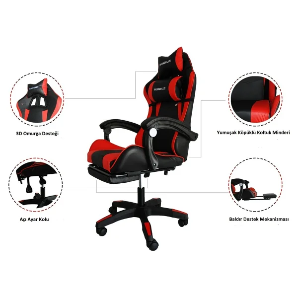Fashcolle Dynamic Kırmızı-Siyah Masajlı Oyuncu Koltuğu - Görsel 7