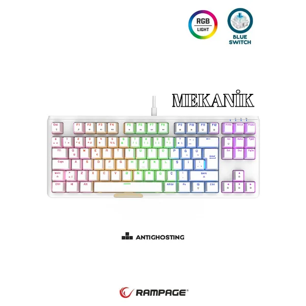 Rampage Claw TKL Blue Switch Kablolu Mekanik Oyuncu Klavyesi - Görsel 8