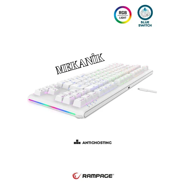 Rampage Claw TKL Blue Switch Kablolu Mekanik Oyuncu Klavyesi - Görsel 5