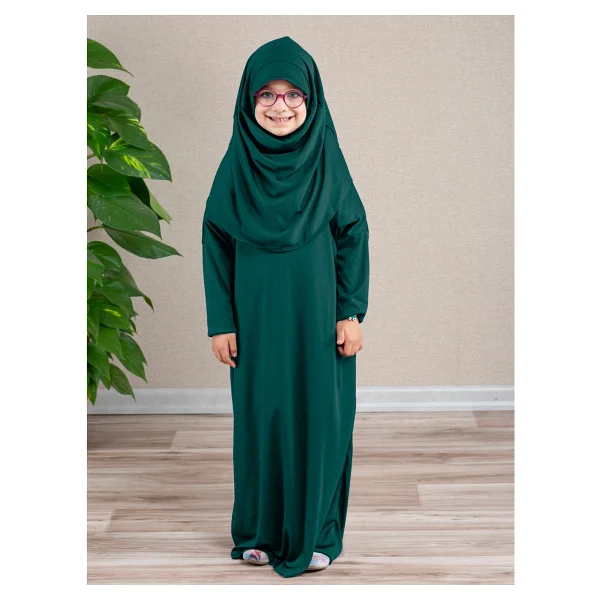 Dua' İs Tek Parça Kız Çocuk Pratik Namaz Elbisesi - 6 - 9 Yaş - Açık Vizon - Görsel 10