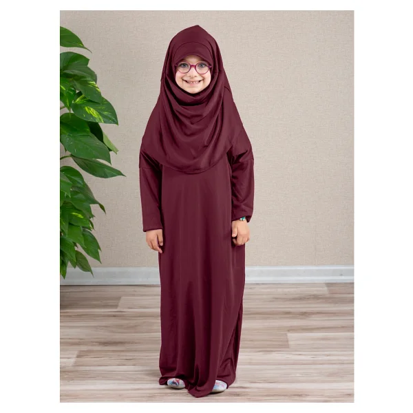 Dua' İs Tek Parça Kız Çocuk Pratik Namaz Elbisesi - 6 - 9 Yaş - Açık Vizon - Görsel 6