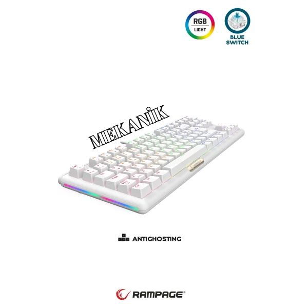 Rampage Claw TKL Blue Switch Kablolu Mekanik Oyuncu Klavyesi - Görsel 2
