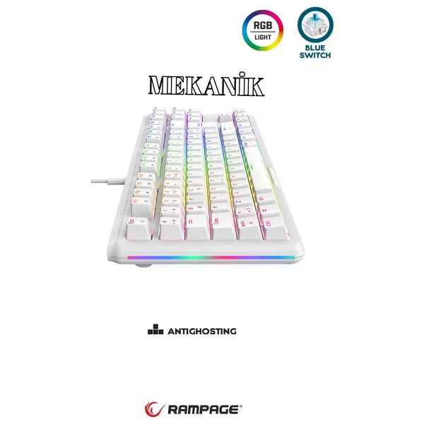 Rampage Claw TKL Blue Switch Kablolu Mekanik Oyuncu Klavyesi - Görsel 6