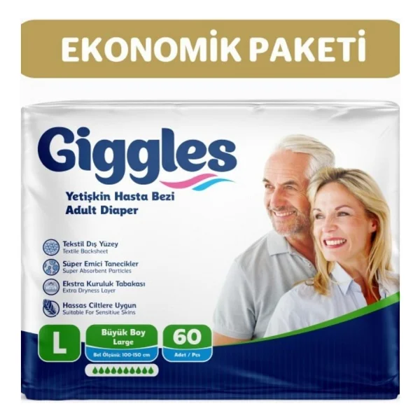 Giggles Belbantlı Büyük Boy L 30'lu 2 Adet Hasta Bezi - Görsel 4