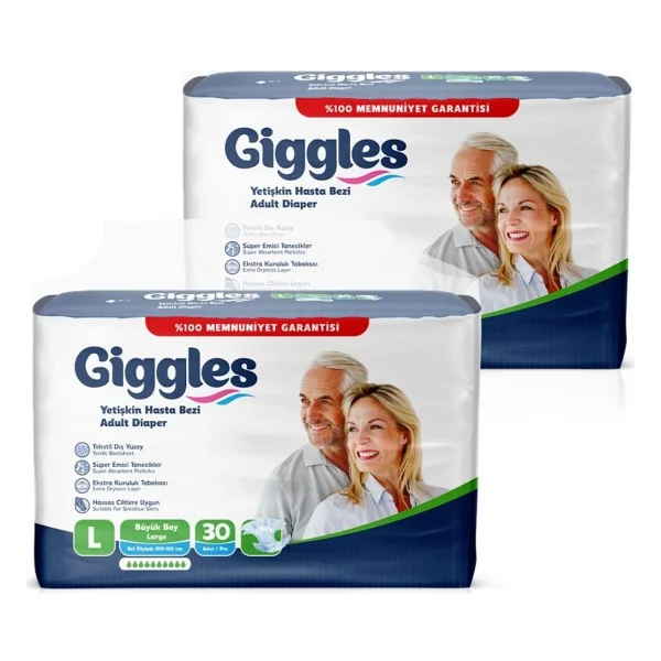 Giggles Belbantlı Büyük Boy L 30'lu 2 Adet Hasta Bezi - Görsel 5