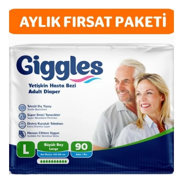 Giggles Belbantlı Büyük Boy L 30'lu 3 Adet Hasta Bezi - Görsel 4