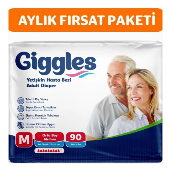 Giggles Belbantlı Orta Boy M 30'lu 3 Adet Hasta Bezi - Görsel 4