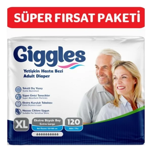 Giggles Belbantlı Ekstra Büyük Boy XL 30'lu 4 Adet Hasta Bezi - Görsel 4