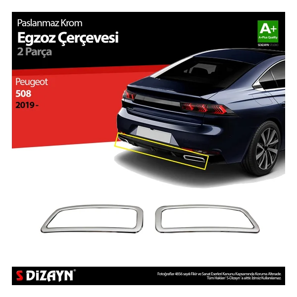 S-dizayn Peugeot 508 Krom Egzoz Çıkışı 2 Prç. 2019 Üzeri - Görsel 5