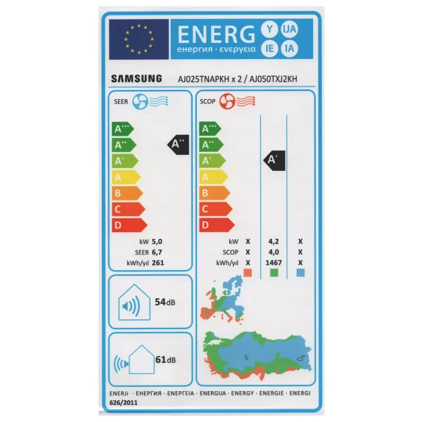 Samsung Wind Free (AJ050TXJ2KH/EA) 2X9000 BTU Iç 5,2 Kw Dış Ünite A 18000 BTU 1+2 Sistem Multi Inverter Duvar Tipi Klima - Görsel 2