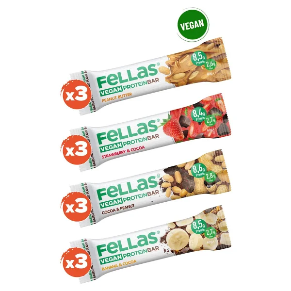 Fellas Vegan Protein Bar (40 g) Karma Kutu - 12 Adet (4 Çeşit) - 40 gr - Görsel 5