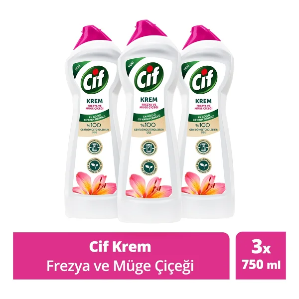 Cif Cleanboost Krem Temizleyici Frezya ve Müge Çiçeği 750 ml 3'lü - Görsel 6