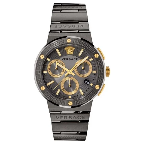 Versace Greca Logo Chrono VRSCVEZ900521 Çelik Kordon Antrasit Erkek Kol Saati - Görsel 4