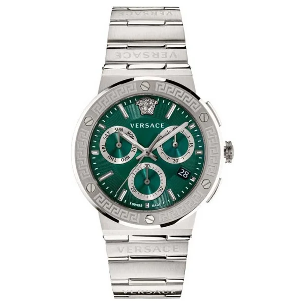 Versace Greca Logo Chrono VRSCVEZ900121 Çelik Kordon Yeşil Erkek Kol Saati - Görsel 6