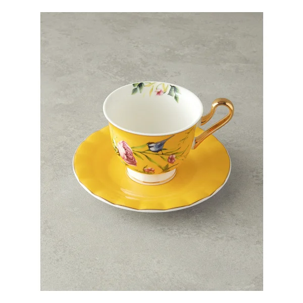 English Home Vanilla New Bone China Sarı 2 Kişilik Kahve Fincan Takımı - Görsel 3