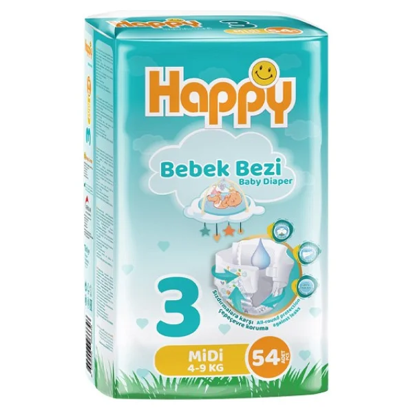 Happy 3 Numara Midi 54'lü Bebek Bezi - Görsel 2