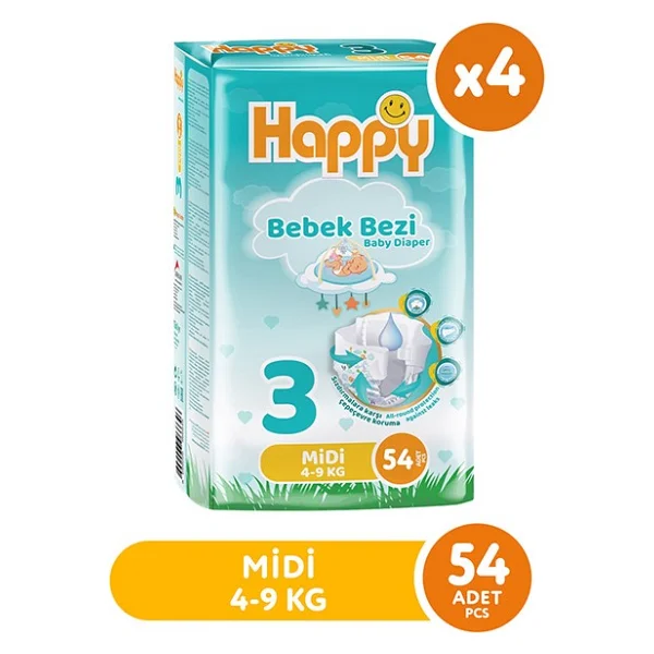 Happy 3 Numara Midi 216'lı Bebek Bezi - Görsel 2