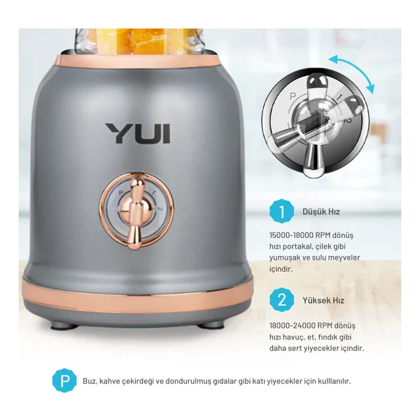 Yui M-18 3'ü 1 Arada Retro 300 W Smoothie Blender Set - Görsel 5