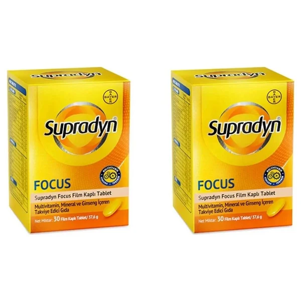 Supradyn Focus Film Kaplı Tablet 30'lu Kutu - Multivitamin, Mineral ve Ginseng İçeren Takviye Edici Gıda (Almanya Menşeli) - Görsel 3
