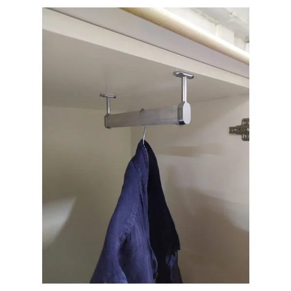 Fsm Alüminyum 55 Cm Dolap Içi Oval Elbise Askı Borusu 2 Adet Tavan Askı Aparatı Vidaları - Görsel 6