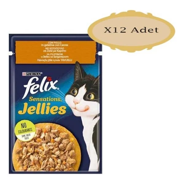 Felix Tavuklu ve Havuçlu 85 gr 12'li Yetişkin Kedi Yaş Maması - Görsel 5