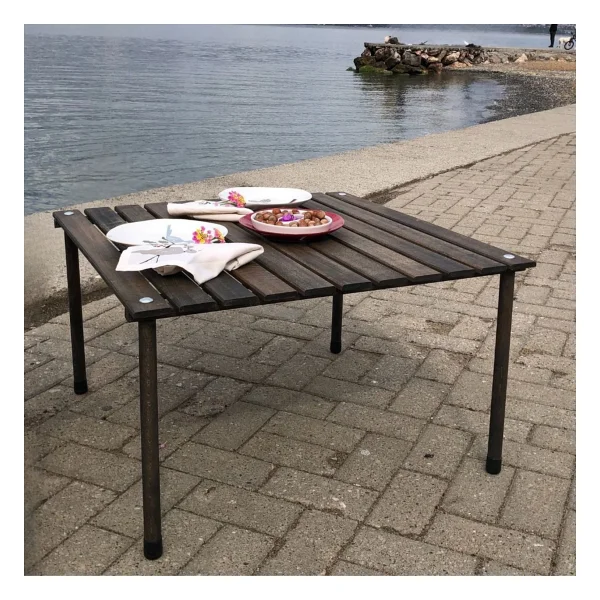 Bag The Joy 70x70 cm Antrasit Ahşap Rulo Katlanır Kamp Masası - Görsel 6
